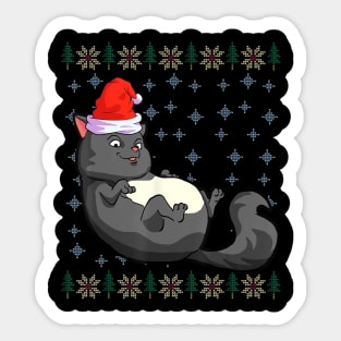 Black Cat Christmas Santa Hat Cat Lover Sticker